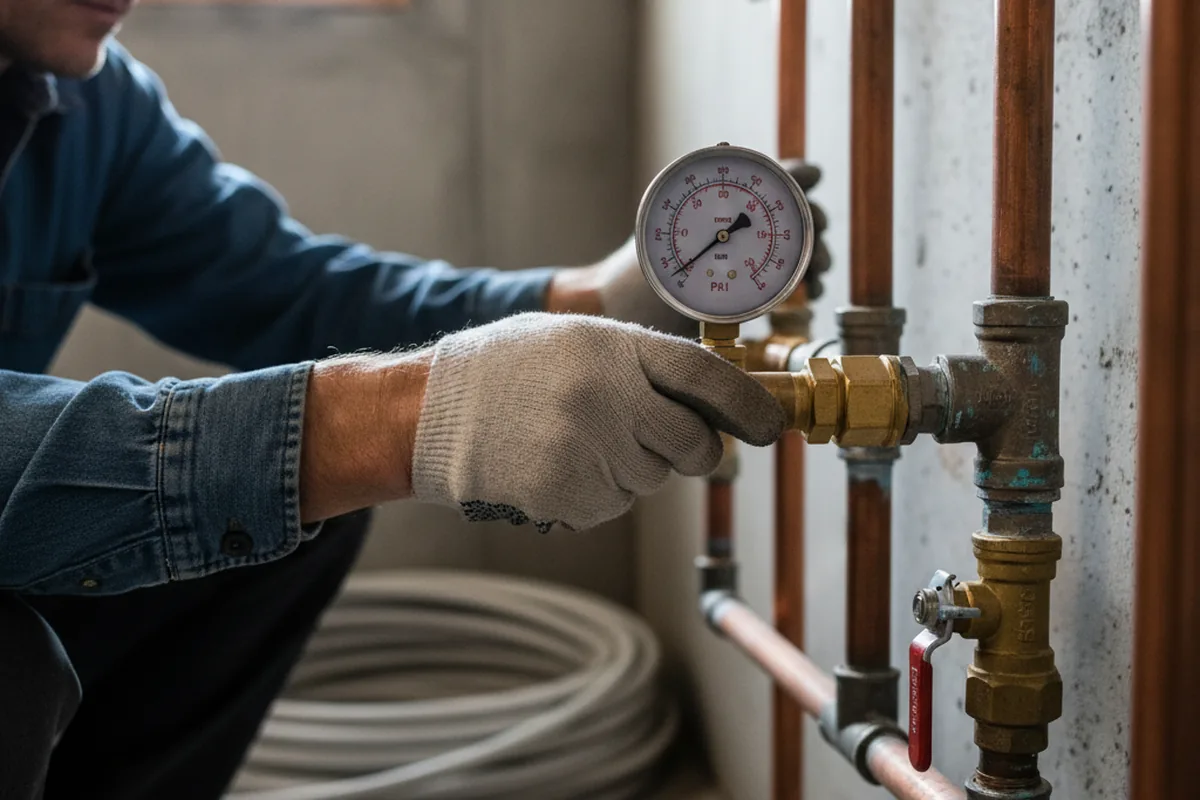 Pressure testing a repaired line during Water Line Repair in Satin