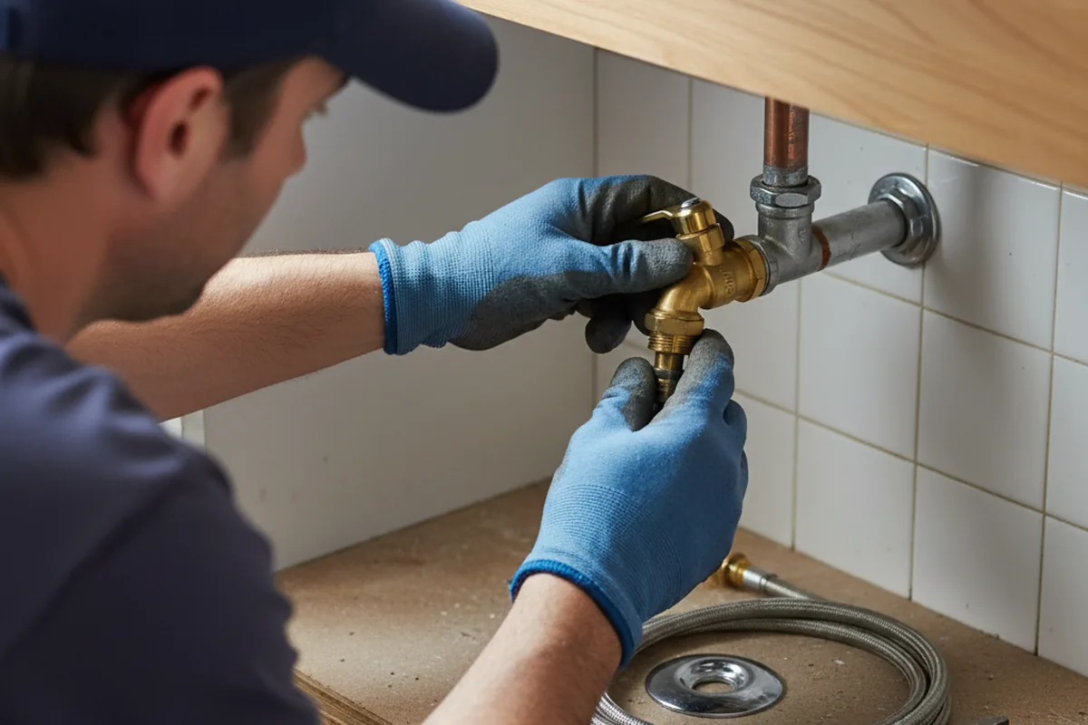 Shutoff valve and fitting work during Emergency Plumbing in Satin
